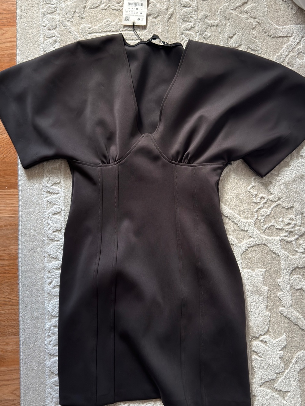 Zara scuba dress  Black V-Neck Women’s Dress